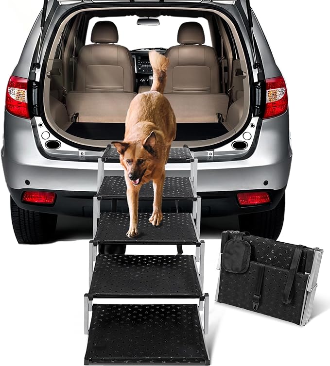 Dog Ramps for Large Dogs - Portable Dog Steps for Cars and SUV, Truck, Lightweight Non-Slip Dog Stairs Support Up to 200 Lbs