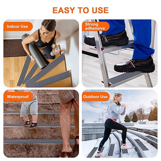 Qingluan Anti Slip Tape, 2 inch x 32.8 feet, Heavy Duty Grip Tape Non Slip Tape Waterproof for Stair, Treads, Steps, Anti Skid Tape for Outdoor & Indoor, Grey