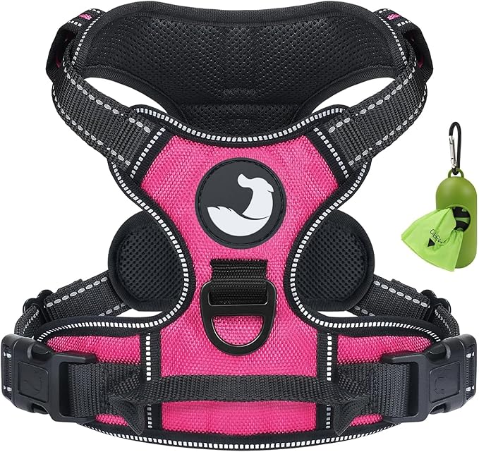 Joytale No Pull Dog Harness for Small Dogs, Reflective Pet Vest with Front Clip, Adjustable Soft Padded Harnesses with Easy Control Handle for Training and Walking, Hot Pink, S