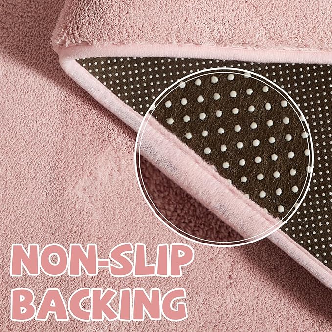 jinchan Solid Plush Runner Rug 2x5 Performance Shaggy Washable Hallway Rug Soft Modern Faux Wool Cozy Non Slip Carpet for Bedroom Laundry Room Living Room Kids Nursery Pink