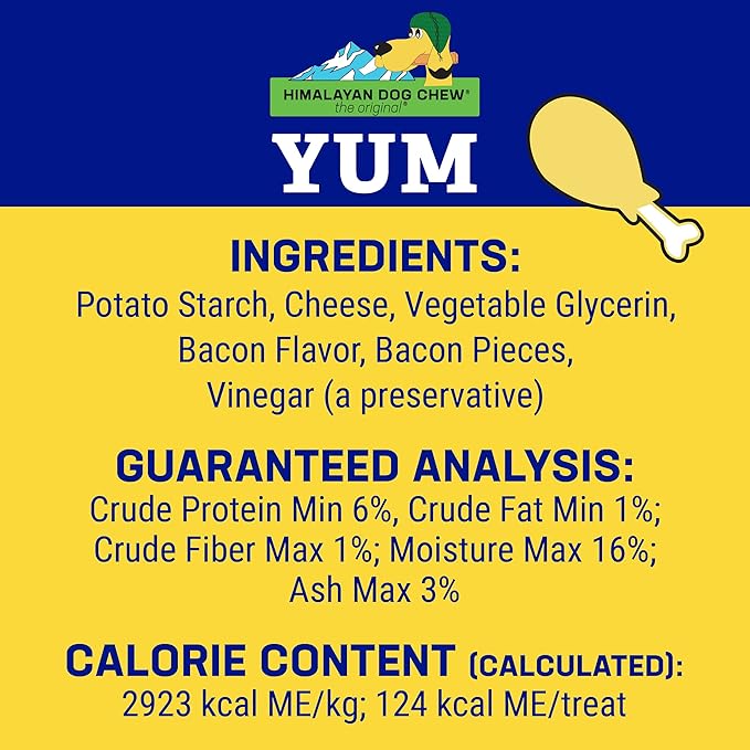 Himalayan Dog Chew Yak Cheese Dog Chews, Lactose Free & Grain Free, USA Made, for All Dog Breeds, Medium Density Cheese Chew, Resealable Pouch with 3 YUM Treats, Chicken Flavor