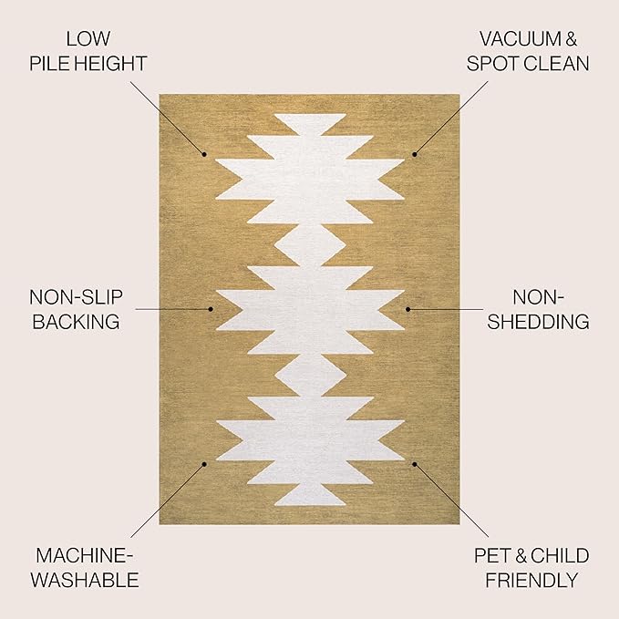 JONATHAN Y Machine Washable Moss/Cream Indoor Area Rug 8X10 ft, Chayton Minimalist Geometric for Living Room, Bedroom, Kitchen, Office, Easy-Cleaning, Pet-Friendly, Non-Shedding WSH110B-8