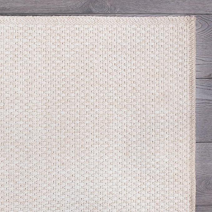CAMILSON Easy Jute Rug 5x7, Indoor Outdoor Off-White Farmhouse Area Rugs for Living Room Patio and Kitchen Rug, Solid Woven Design, Easy-Cleaning, Washable Outside Carpet Alfombras (5 x 7)