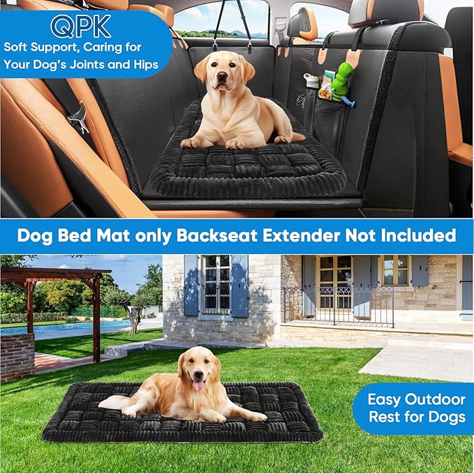 Dog Car Bed Mat for Backseat Extender, Non-Slip Washable Flannel Pet Travel Bed with Thick PP Cotton, Back Seat Protector for Dogs in SUVs, Trucks & Sedans (51"x23.6")