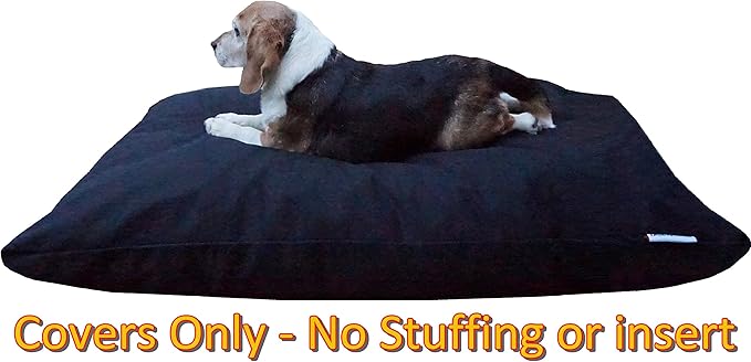 Dogbed4less Do It Yourself DIY Pet Bed Pillow Duvet Canvas Cover + Waterproof Internal case for Dog/Cat at Large 48"X29" Black Color - Covers only