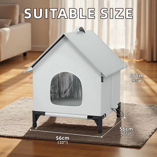 Heated Cat House with Heating Pad for Outside&Indoor,Large Cave Bed for Garden,Insulated and Weatherproof,Selfwarming Cat Shelter,(22 x 22 x 26 inch XL,Heating Pad