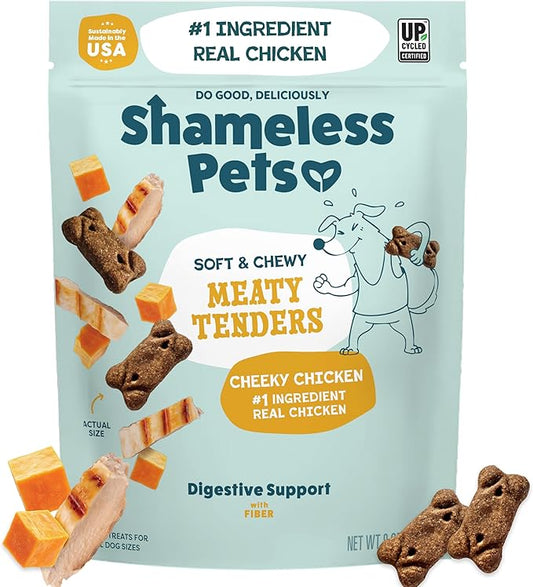 Shameless Pets Soft Dog Treats – Cheeky Chicken Meaty Tenders, Soft & Chewy Treats for Dogs, Real Chicken 1st Ingredient, Grain Free, Healthy Treats for Small, Medium & Large Dogs, 8oz