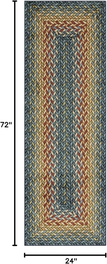 Maples Rugs Marion Bohemian Braided-Style Print Runner Rug ??Made in USA ??Washable, Non-Slip Indoor Runner for Hallway, Kitchen, and Laundry Room, 2' x 6', Multi-Color