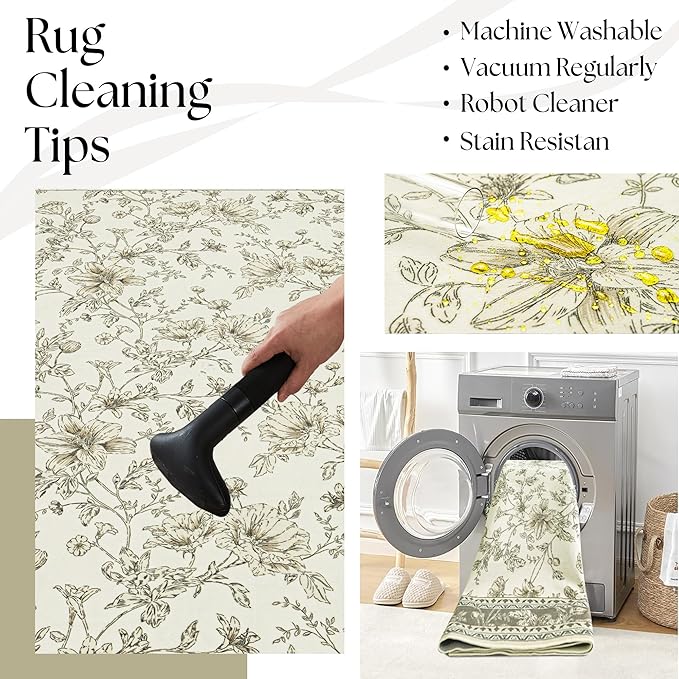 Taupe Boho Living Room Rug 5x8, Washable Low Pile Non Slip Area Rugs for Bedroom, Dining Room, Office, Farmhouse Retro Carpet Indoor Grey Beige Tan Pattern Aesthetic Sketch Style Vintag Room Decor