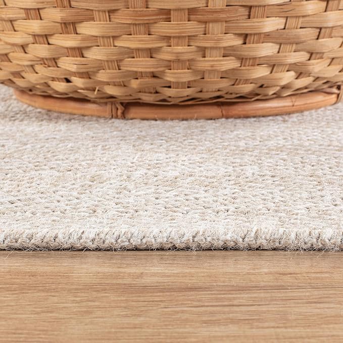 CAMILSON Easy Jute Rug 5x7, Indoor Outdoor Off-White Color Fiber Area Rugs for Living Room Patio and Kitchen Rug Herringbone Seagrass Woven Design Easy-Cleaning Washable Outside Carpet Alfombras 5 x 7