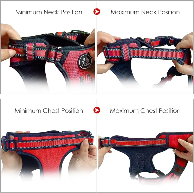 NESTROAD No Pull Dog Harness,Adjustable Oxford Dog Vest Harness with Leash,Reflective No-Choke Pet Harness with Easy Control Soft Handle for Large Dogs(X-Large,Red)