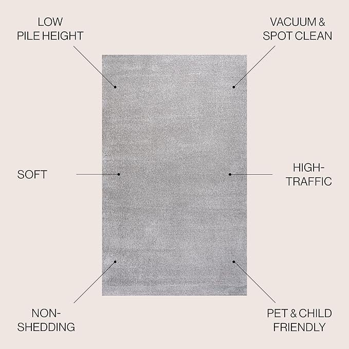 JONATHAN Y Haze Solid Low-Pile Light Gray Indoor Area Rug 3x5, Coastal,Bohemian,Minimalist,Classic, Easy-Cleaning for Living Room,Bedroom,Kitchen,Pet Friendly,Non-Shedding (SEU100K-3)