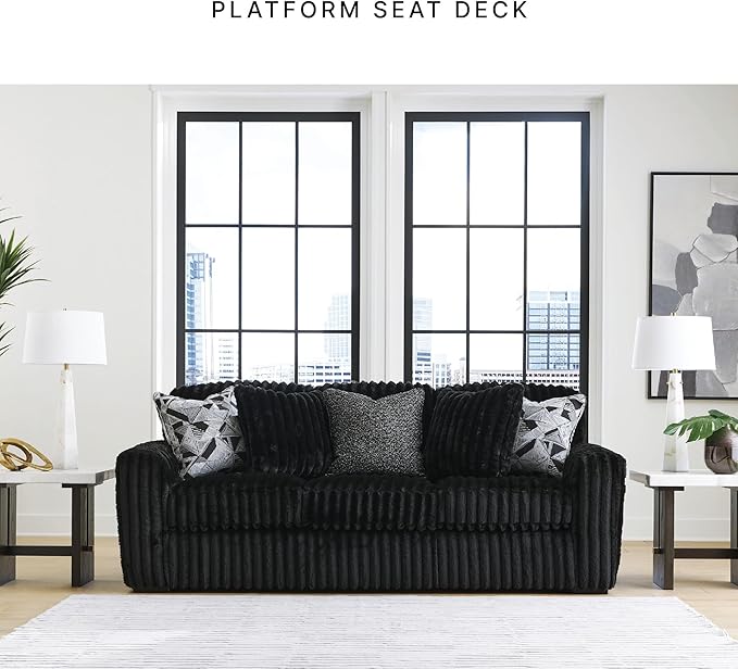 Signature Design by Ashley Midnight-Madness Modern Anti Sage Sofa with Reversible Cushions, Black