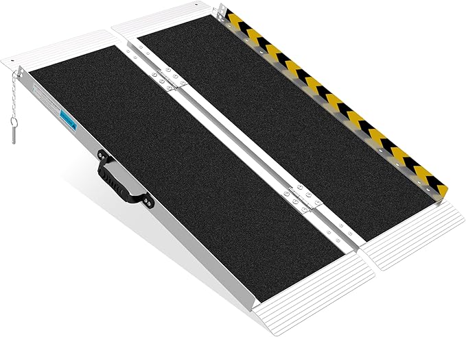 3FT Portable Wheelchair Ramp, Non-Slip Aluminum Folding Handicap Ramp, Ramps for Wheelchairs for Home with Handle, Wheelchair Ramps for Home Steps/Stairs/Threshold/Doorways/Scooter, 600LBS Capacity