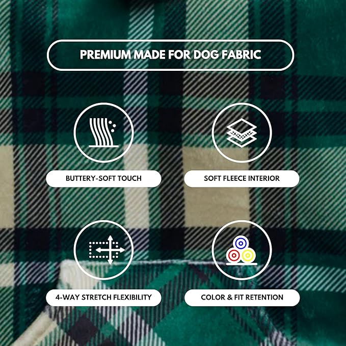 Spark Paws Human Hoodie - Premium Quality, Buttery Soft, Superior Comfort and Fit, Calming Fleece Interior, Suitable for All Styles – Green Plaid, S