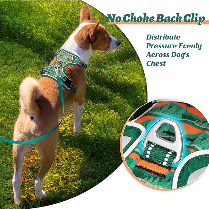 HEELE Dog Harness, No Pull Adjustable Padded Reflective Harness for Small Medium Large Dogs with Handle for Walking Training, Wilderness, XL