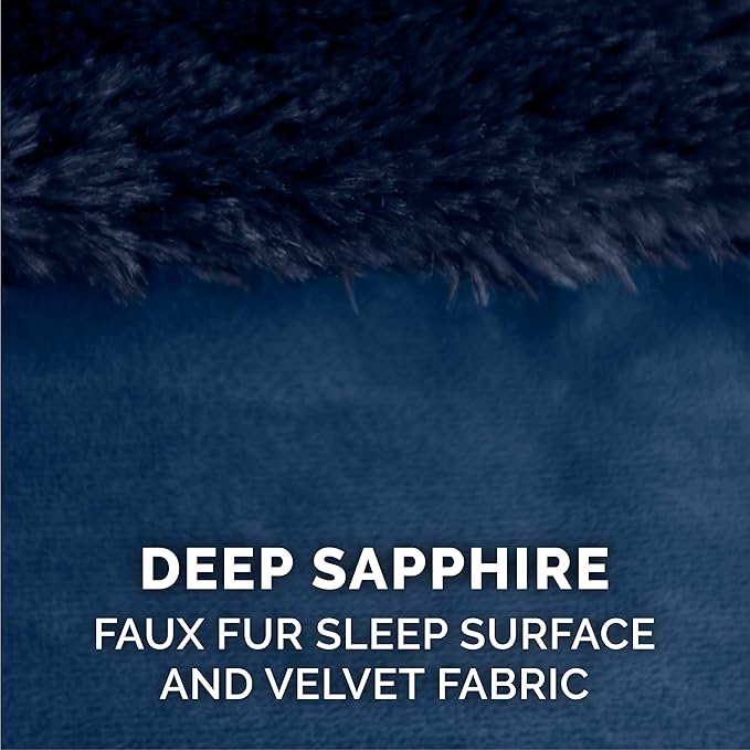 Furhaven Replacement Dog Bed Cover Plush & Velvet L Shaped Chaise, Machine Washable - Deep Sapphire, Jumbo Plus (XX-Large)