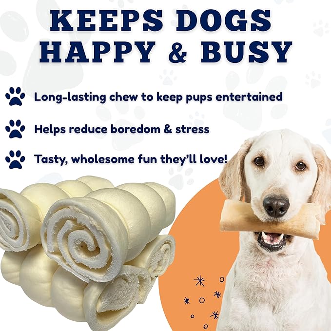 Amazing Dog Treats - Beef Cheek Rolls (6" Regular - 40 Pcs Bulk) - Safe Rawhide Alternative Dog Chew - Great for Power Chewers - Long Lasting Dog Chew - Retriever Rolls for Dogs…