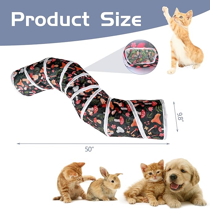 Sheldamy Cat Tunnel, S-2-Way Cat Tunnels for Indoor Cats, Collapsible Cat Play Tunnel, Interactive Toy Maze Cat House for Cats, Puppy, Kitty, Kitten, Rabbit