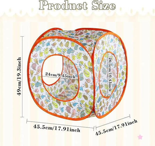 Andiker Cat Tent, 3 Holes Safe and Strong Cute Cats Tunnel Collapsible Easy to Carry Cat House for Indoor Cats Kittens Hiding Playing Training Sleeping (Square Bird)