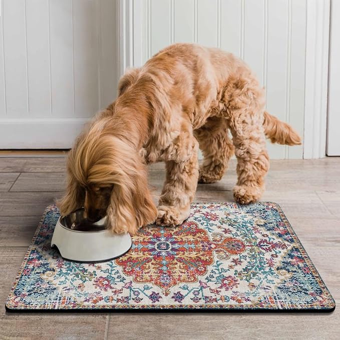 Pet Feeding Mat for Floors Waterproof Dog Mat for Food and Water Absorbent Quick Dry Non Slip mat for Cat Bowls