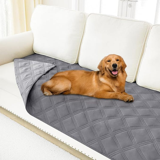 Smiry Waterproof Dog Bed Cover Blanket 40x80, Soft Reversible Pet Blanket, Washable Leakproof Cats Dogs Couch Cover for Sofa, Couch, Furniture, Lattice, Grey/Light Grey
