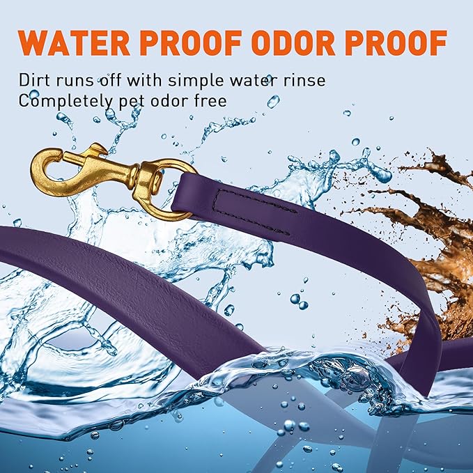 Viper Biothane K9 Working Dog Leash Waterproof Lead for Tracking Training Schutzhund Odor-Proof Long Line with Solid Brass Snap for Puppy Medium and Large Dogs, 10ft Violet Purple