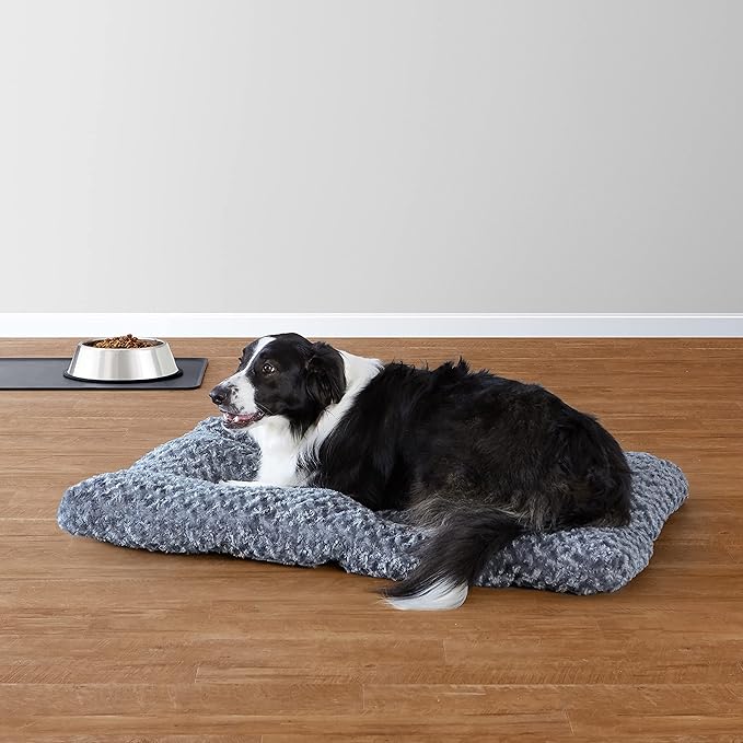 Amazon Basics Cat and Dog Bed and Crate Pad, Machine Washable, Indoor, 40 x 27 x 3.5 inches, Gray