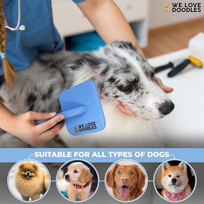 We Love Doodles Slicker Brush Bundle - Large and Mini Slicker Brush Kit for Dogs & Puppies - Grooming Brush for Medium & Long Hair - Made in USA