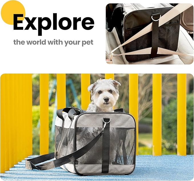 Dog Carrier Soft Sided, Large Cat Carrier with Inner Safety Leash, Pet Transport Carrier for Large Cats and Medium Dogs up to 20 Lbs, Collapsible Travel Puppy Carrier Bag -Purple L