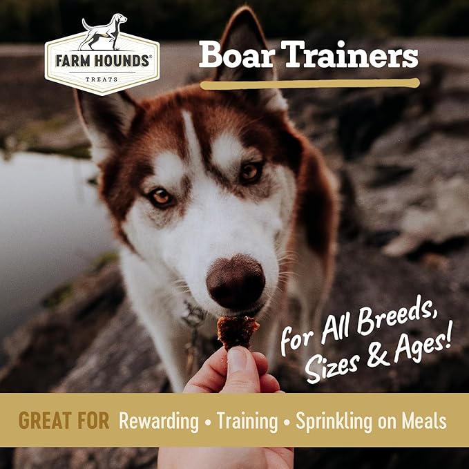 Farm Hounds - Boar Trainers - Premium Natural Jerky for Dogs - from 100% Humanely Raised Boar - Easy-Break - Great for Training & Treats - No Added Fillers - Made in USA - 4.5 oz - 1 Pack