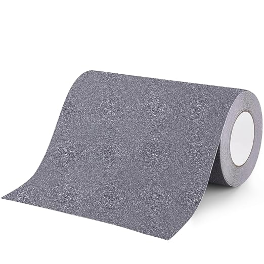 Qingluan Grip Tape, Anti Slip Tape Outdoor/Indoor Waterproof, Non Slip Tape for Stair Steps, Tread Staircases, Ramps, Skateboards (Grey Tape, 9.8" x 33Ft)