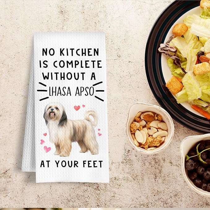 Funny Lhasa Apso Hand Towels for Kitchen Home Bathroom Decor, A Kitchen is Not Complete Without A Lhasa Apso Dish Towel, Dog Lovers Gift, 16×24 Inch
