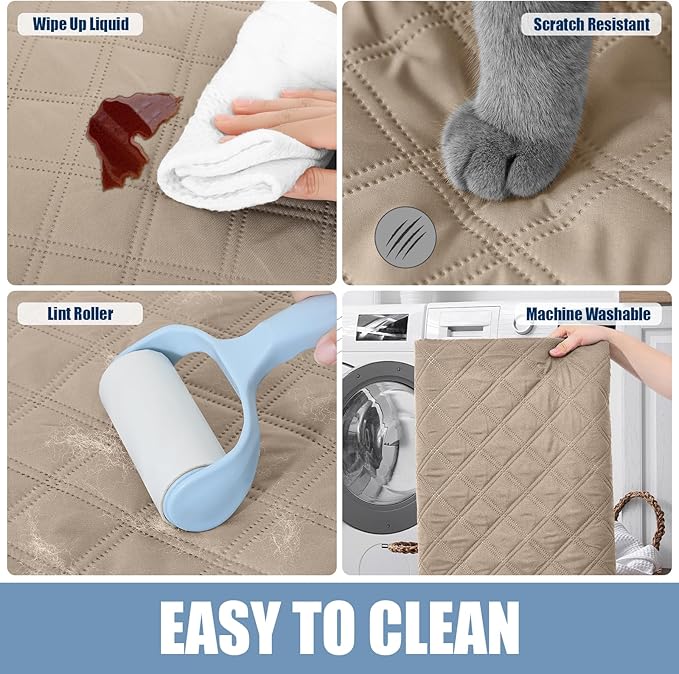 Smiry Waterproof Dog Bed Cover Pet Blanket, Soft Washable Dog Blanket for Furniture Bed Couch Sofa Reversible, Checkered (40"x50", Taupe/Beige)