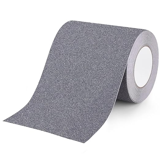 Qingluan Grip Tape, Anti Slip Tape Outdoor/Indoor Waterproof, Non Slip Tape for Stair Steps, Tread Staircases, Ramps, Skateboards (Grey Tape, 5.9" x 33Ft)
