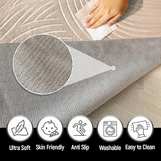 Muddy Mat짰 Maze 3x5 Washable Area Rugs for Living Room, Bedroom & Dining Room ??Modern Soft Low Pile Non Slip Carpet ??Pet Friendly Waterproof Foldable Rugs for Home