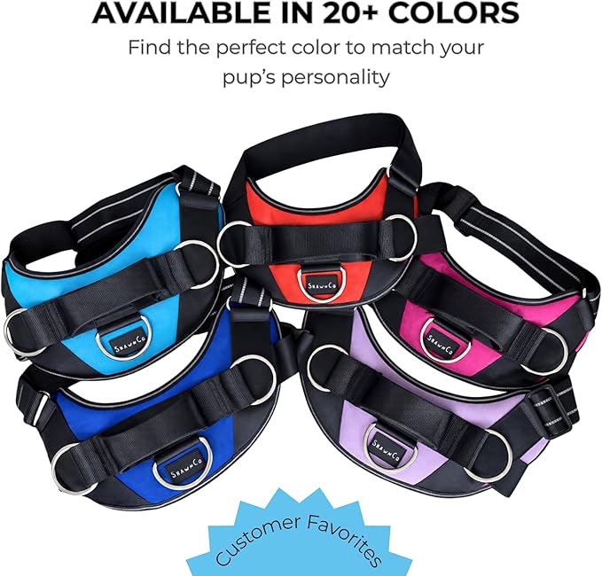 ShawnCo Essential Dog Harness, No-Pull Pet Vest with 3 Leash Clips, No Choke, Reflective, Adjustable and Padded, for Easy Walking and Training for Small, Medium and Large Dogs (Mustang Red, XL)