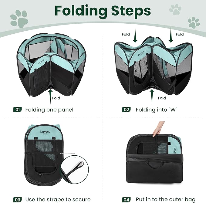 Love's cabin Pet Puppy Dog Playpen, Medium Dog Tent Crates Cage Indoor/Outdoor, Portable Playpen for Cat, Foldable Pop Up Dog Kennel Playpen with Carring Case, Removable Zipper Top, Green