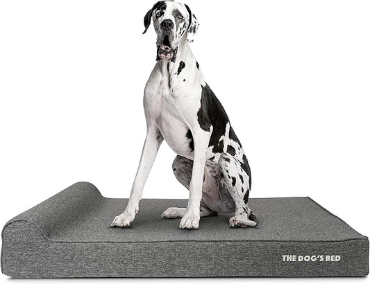 The Dog’s Bed Orthopedic Memory Foam Dog Bed with Headrest, Linen Fabric, Grey Linen, XXL, 6-Inch
