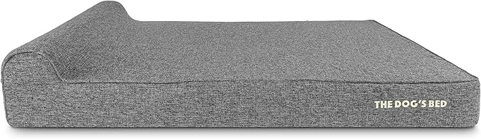 The Dog’s Bed Orthopedic Memory Foam Dog Bed with Headrest, Linen Fabric, Grey Linen, XXL, 6-Inch