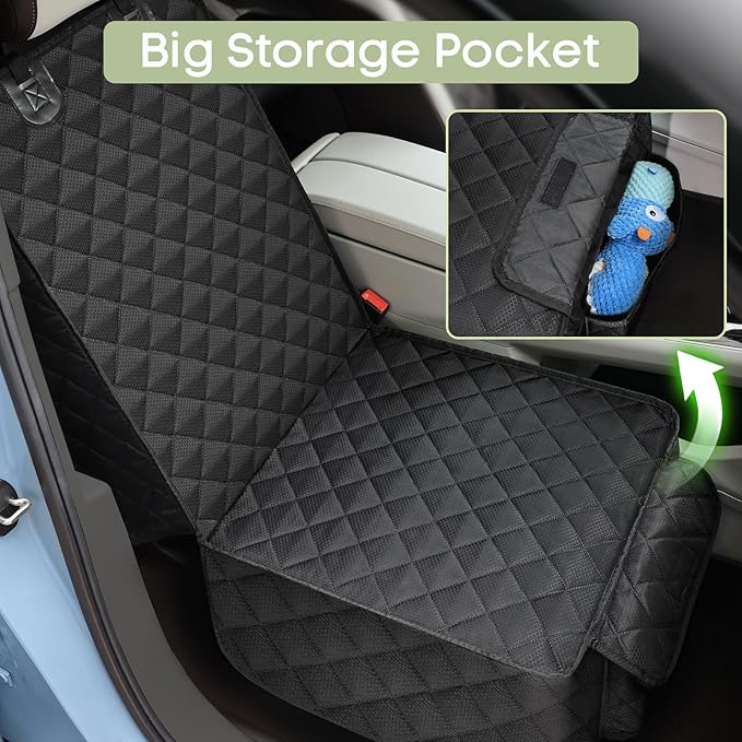 Dog Car Seat Cover for Front Seat, Waterproof Full Protection Pet Car Seat Cover with Side Flaps, Non-Slip Front Seat Protector with Pocket for Cars, Trucks, SUVs
