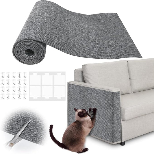 Cat Scratch Furniture Protector-100 x 15.8" Trimmable Self-Adhesive Cats Claws Scratch Pads, Cat Climbing Couch Protector for Protecting Furniture Couch Chair Sofa Cats Pet Gift (Light Gray)