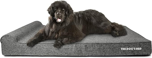 The Dog’s Bed Orthopedic Memory Foam Dog Bed with Headrest, Linen Fabric, Grey Linen, XXL, 6-Inch