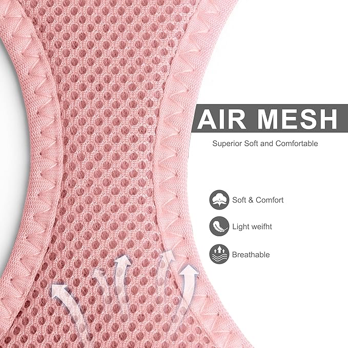 Fida Comfy Dog Harness with Leash, Soft Puppy Vest Escape Proof, Breathable Lightweight Soft Mesh, Adjustable Reflective Step-in Harness for Small Dogs Walking (S, Pink)
