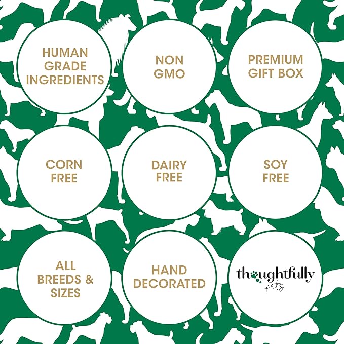 Thoughtfully Pets, Puppy Love Gourmet Dog Cookie Gift Set, Ginger Flavored Crunchy Dog Treats in Bone Shapes, Set of 8