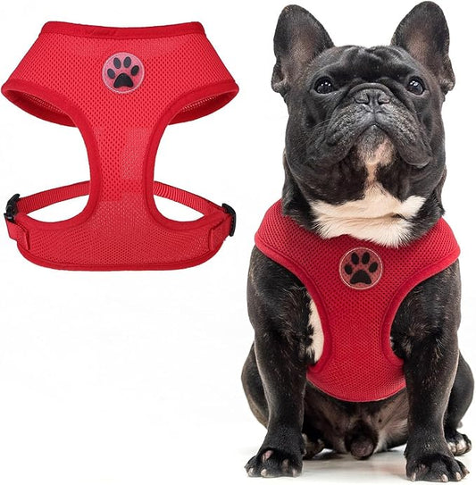 BINGPET No Pull Dog Harness,Soft Mesh Breathable All Weather Vest Harness,Safety Protection Design Durable Adjustable Step-in Easy Walk Dog Harness for Small Medium Large Dogs(Red,XL)