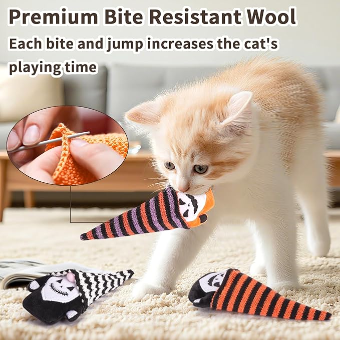 Retro Shaw Catnip Toys Gnome, Fun Cat Toys for Indoor Cats Kitty, Safe Teeth Cleaning Interactive Kitten Chew Kicker Toy for All Pet Breeds, 3 Pack
