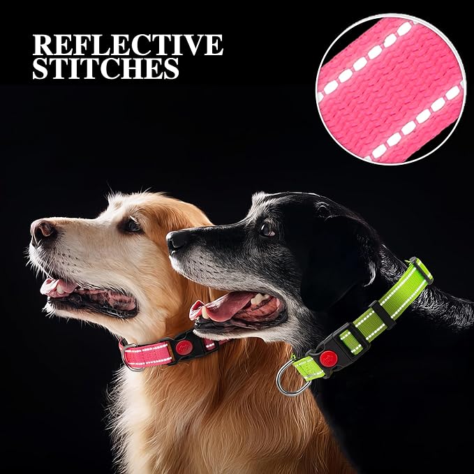 2 Pack Reflective Dog Collars for Medium Dogs Girl Boys,Female Male,Nylon Dog Collars for Puppy small Large Dogs with Quick Release Safety Buckle, Durable padded soft neoprene Dog Collar,Purple,Teal,M