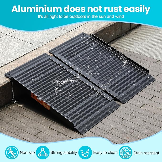 Portable Wheelchair Ramp Black 2FT 800 lbs Non-Slip Threshold Ramps Handicaps Ramps Aluminum Folding Ramps Wheel Chair Ramp for Home Steps Doorways Stairs Scooter 24" Lx 29.2" Wx2H