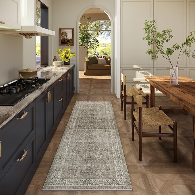 Washable Runners for Hallways Kitchen Rug: 2'6"x8' Runner Rugs Stain Resistant Non Slip Low Pile Soft Carpet Runners for Hallways Bedroom Entryway Indoor Beside Bathroom Laundry Room